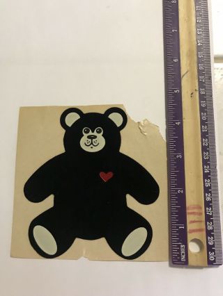 Vintage Jumbo Personal Expression Black Velvet Bear Sticker 4