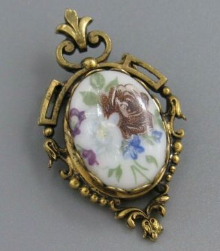 HIGH END Vintage Jewelry Victorian Style Flower Cameo BROOCH PIN Rhinestone LotC 2