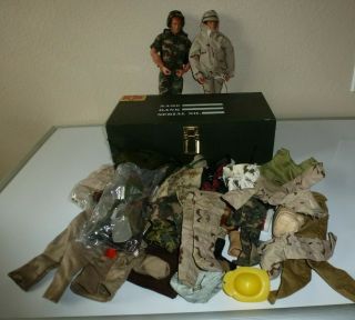 Vintage 2 12 " Gi Joe Dolls With Clothing Accessories Army Equipment