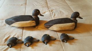 Old Wooden Hand Carved Hand Painted Homemade Duck Decoys Black/white X 2