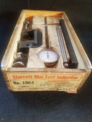 Vintage Starrett Dial Test Indicator Kit,  196a - Complete In Wood Case -