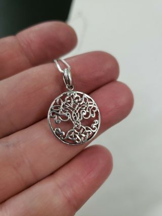 Vintage Sterling Silver Tree Of Life Pendant Necklace 18 " L 1 " T (2.  8g)