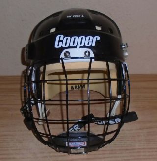 Vintage Sk2000l Cooper Hockey Helmet & Cage Black Adult Mask - Sk 2000 L