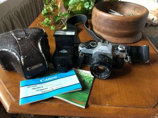 Vintage Canon Ae - 1 Program 35mm Camera W/sunpak & Case & Instructions