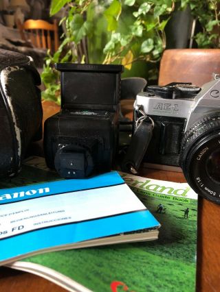 Vintage Canon AE - 1 Program 35mm Camera w/Sunpak & Case & Instructions 3