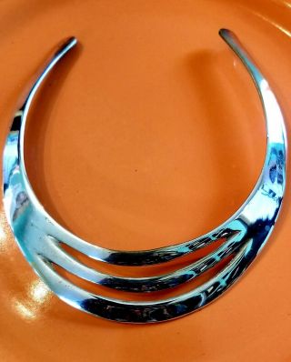 Vintage Sterling Silver Wide Box Collar Choker Necklace
