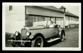 Vintage Pretty Flappers Snapshot Photo 1920s Car Pose