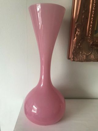 Vintage Pastel Pink Glass Vase 12”