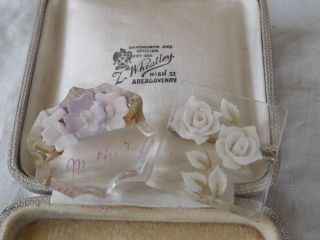 Two Vintage 1950s Reverse Carved Lucite Brooches