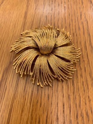 Vintage Large Monet Gold Tone Flower Brooch Pin 2.  5”