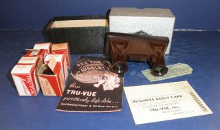 Vintage Tru - Vue Viewer & 7 Stereoscopic Film Strip Reels - Boxes - 1940 