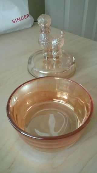 Vintage Amber/Orange Colored Glass French Poodle Dresser Powder Jar 2