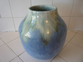Vintage 7 " Studio Art Pottery Vase Light Blue Drip Glaze Medium Modern