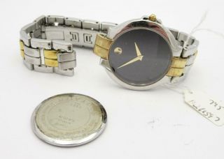 Vintage Movado Museum Black Dial Mens Two Tone Swiss Quartz Watch