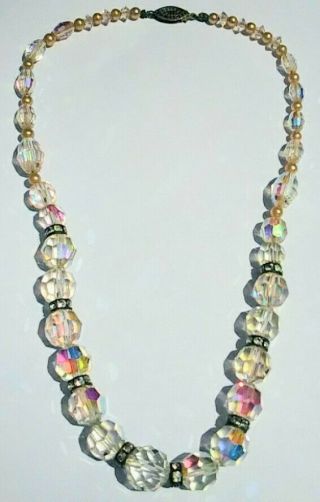 Vintage Faceted Aurora Borealis Crystal Necklace Stunning Sparkle A, 2