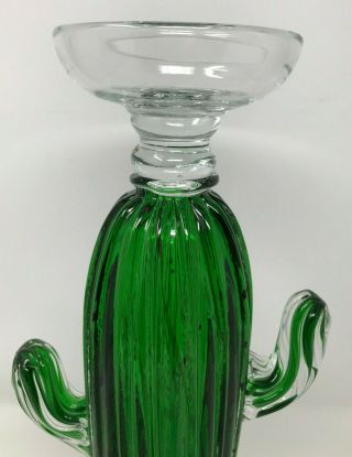 CACTUS ART GLASS CANDLE HOLDER HAND CRAFTED BLOWN VINTAGE UNIQUE 5