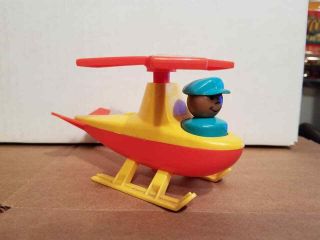 Vintage Fisher Price Little People Helicopter And Pilot [look]