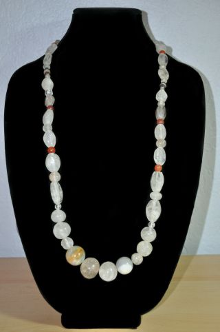 Vintage From Before 1980 Handmade Quartz Necklace From India 32 Inches Long
