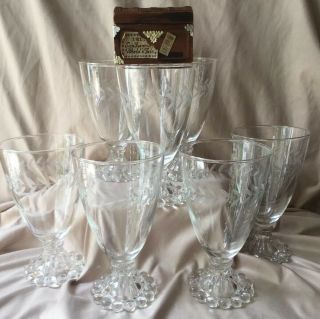 Set Of 7 Vintage Anchor Hocking Boopie Berwick Wine Glass Goblets Etched Laurel