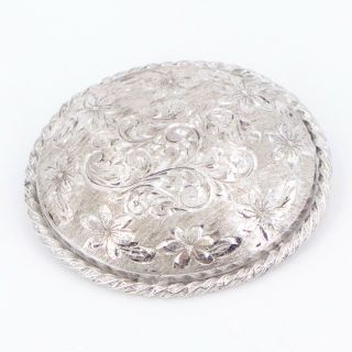 Vtg Sterling Silver - Braided Etched Filigree Flower Floral Brooch Pin - 8.  5g