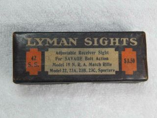 Vintage Lyman Box Only Adjustable Receiver Sight Savage Model 19 N.  R.  A.