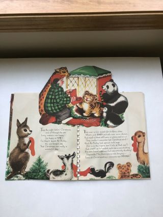 Vintage 1950’s Christmas At The Little Zoo pop - up Book. 3