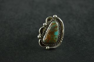 Vintage Native American Sterling Silver Ring W Turquoise Stone - 11g