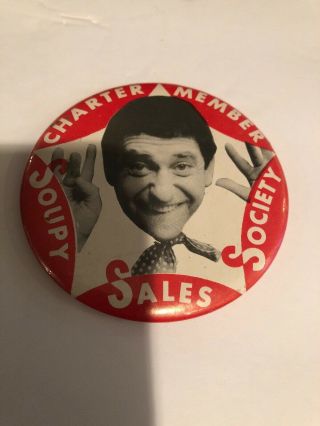 Soupy Sales Society Charter Member Vintage Pinback Button Television Memorabilia