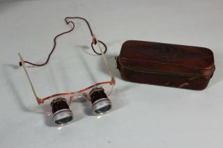 Vintage Brown & Bigelow Saar Field Opera Glasses In Leather Case