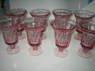 8 Vtg Fostoria Jamestown Swirl Pink Stemmed 6 " Water Goblet Tumblers Glasses