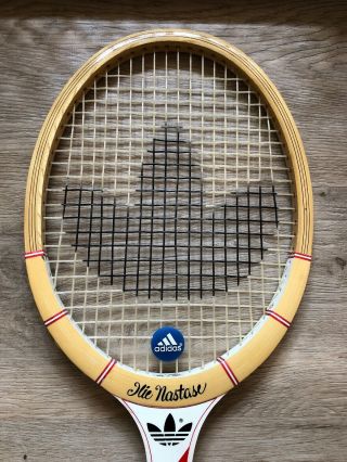 Vintage Adidas Ilie Nastase Wooden Tennis Racket Racquet 3