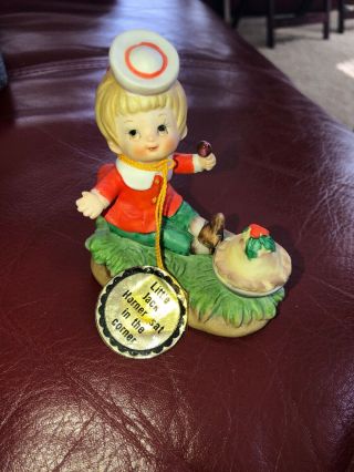 Vintage Lefton Nursery Rhyme Figurine Little Jack Horner With Tag Stickered