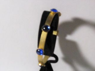 Vintage Gold - Tone Metal Blue Cabochon 1/4  Bangle Bracelet 2