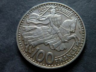 Au Monaco Coin 100 Francs 1950 Medieval Knight Sword Horse Vintage 500,  000