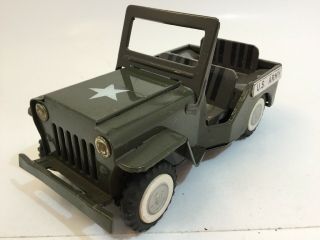 Vintage Unbranded 7” Long Military Cj3 Jeep Willys Army Friction Tin Litho Japan