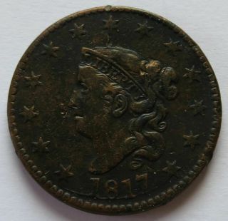 1817 Coronet Head Large Cent,  Vintage Early Date Penny 1c Coin (161905j)