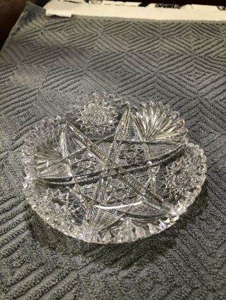 Stunning Vintage American Brilliant Cut Glass Candy Dish Bowl 6 Inches
