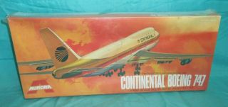Vintage 1972 Aurora Continental Boeing 747 Jet Airplane Model Kit 379