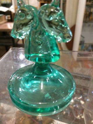 Vintage horse Paperweight Art Glass Mid Century Modern Hand Blown Artist Green 2