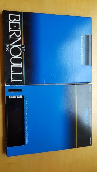 2 Iomega Bernoulli Box 10mb Disk Cartridges Vintage In Sleeves