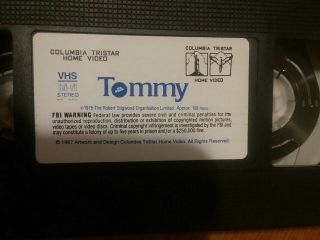 Vintage 1987 Tommy The Movie VHS 3