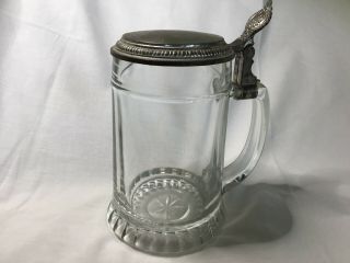 Vintage Glass Beer Stein With Metal Lid Made In W.  Germany