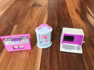 Vtg Barbie Doll Action Accents Wind - Up Mantel Clock Personel Computer Boom Box