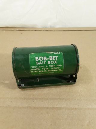 Vintage Bob - Bet Tin Belt Bait Box For Handy Fishing Worms 1035