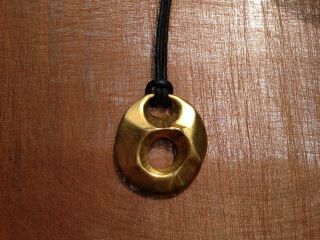 Vintage Robert Lee Morris Rlm Gold Plated Chunky Circle Pendant Necklace