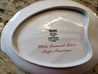 Vintage Copeland Spode TRADE WINDS Red Relish Dish White Diamond Liner.  EUC 2