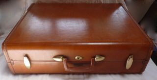 1940s Samsonite 4655 Vintage Suitcase Shwayder Brothers - Brown Leather 24x19x8 "