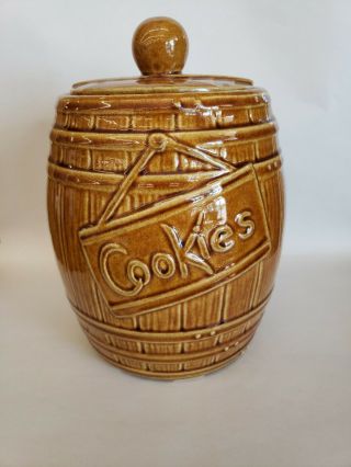 Vintage Mccoy Usa Barrel Cookie Jar Pottery 1950 - 1960