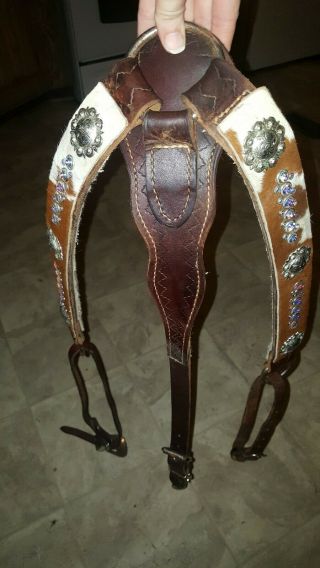 Vintage Cowhide Leather Horse Breast Collar/barrel/western Saddle With Studs