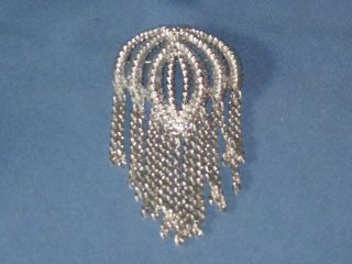 Vintage Signed Monet Silver - Tone Metal Tassel Design Pin Brooch